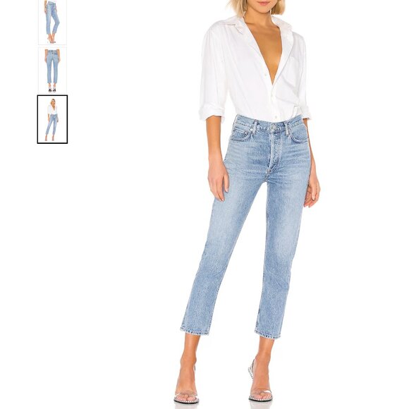 Agolde Riley High Rise Straight Crop in Blur Size 24 - Picture 3 of 14